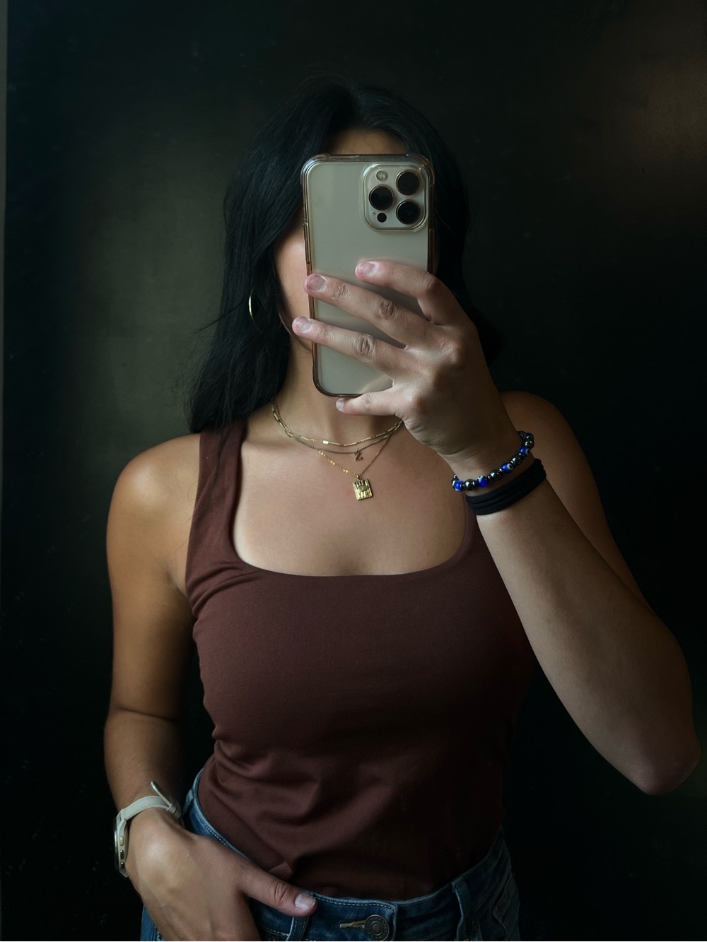 Brown Square-Neck Bodysuit